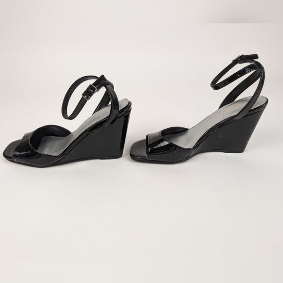 Nine West Ankle Strap Black Wedge Heels Women's 5 NWOT - Picture 6 of 11
